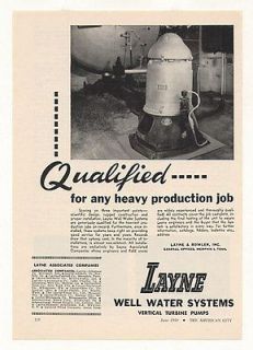 1950 Layne Well Water System Vertical Turbine Pump Ad