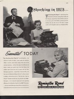 FP 1947 REMINGTON RAND KMC TYPEWRITER MOVIE STAR GRABLE AD