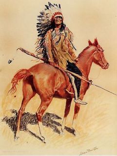 Frederic Remington A Sioux Chief (A War Chief)   Stretched Giclee 