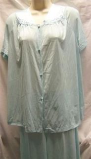   Pajamas by Vanity Fair Turquoise Size L Top & Full Length Bottoms