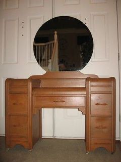   ART DECO WATERFALL VANITY DRESSING TABLE with MIRROR ~1930S~EUC