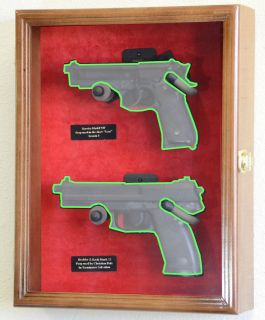   Double Pistol Handgun Revolver Gun Display Case Cabinet Rack Shadowbox
