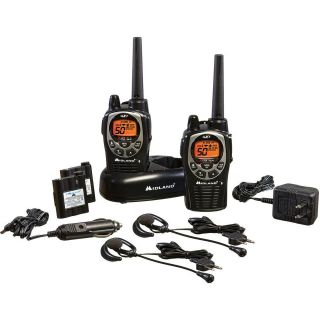 Black Midland 35 Mile 50 Channel FRS/GMRS 2 Way Radio Set W Charger 