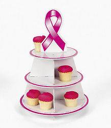 Breast Cancer Awareness Cupcakes Treat Tree display stand Pink Ribbon 