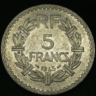 1945 FRANCE 5 Francs RARE WORLD WAR TWO Coin in GREAT SHAPE AMAZING