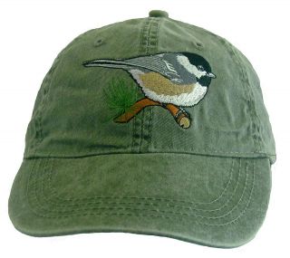 Chickadee Embroidered Cotton Cap NEW Hat Bird Black capped