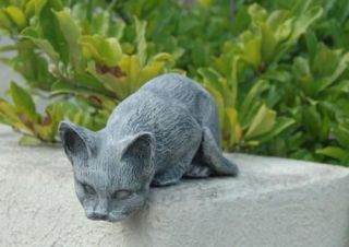 New Outdoor Marble Resin Cat Lawn Garden Statue Moss