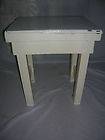 Antique Primitive Heavy white solid wood painted stool table plant 