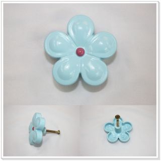 2x SKY BLUE Metal Flower Furniture Cabinet Drawer Knob Door Pull 