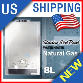NEW Natural Gas 8L TANKLESS INSTANT HOT WATER HEATER BOILER STAINLESS