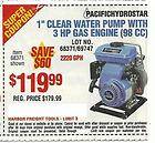   Freight Coupon for 1 Clear Water Pump w/3 HP Gas Engine (98 CC