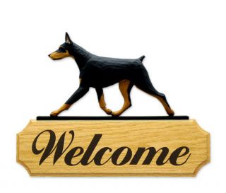 Doberman Welcome Sign. Home,Yard & Garden Dog Wood Signs Products 