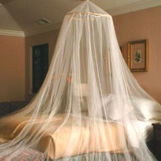 STUNNING 4 POSTER COTTON MOSQUITO NET BED CANOPY GREAT TRIM ALL AROUND