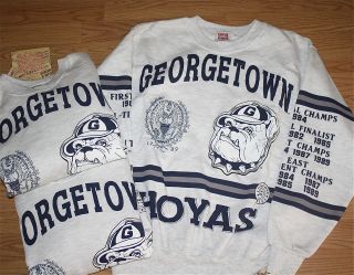 Vintage Georgetown Hoyas all over print crewneck sweatshirt NWT Ewing 