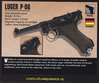 LUGER P 08 SEMI AUTO PISTOL 9mm Hand Gun Firearms CARD