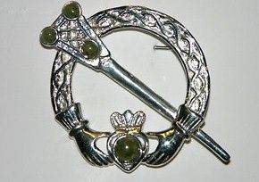 Tara Irish Celtic Brooch Connemara Marble Gemstone