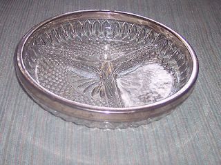 silver rimmed glass bowl