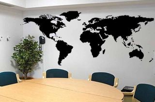 Big Global World Map Atlas Vinyl Wall Art Decal Sticker