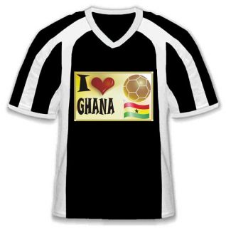 Love Heart Ghana Flag Football Sport T Shirt