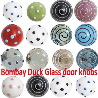 New GLASS Polka dot & swirls DOOR KNOBS Drawer Pulls/Handles Spotty 