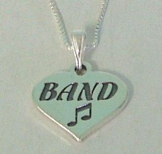   Silver BAND Heart Music Necklace   NEW 925 3D Glee Pendant charm