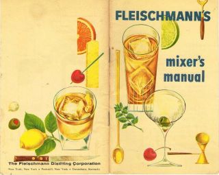 1950s Vintage Cocktail Recipe Booklet Fleischmanns Mixers Manual 
