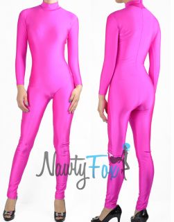   Pink 80s Mock Neck Long Sleeve Unitard,Bodysuit Aerobic Costume S 3XL