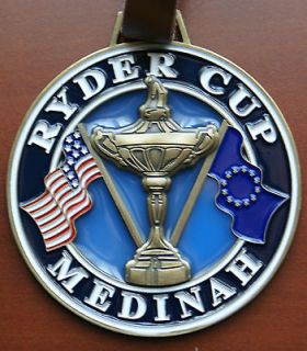 2012 RYDER CUP METAL CIRCLE GOLF BAG TAG MEDINAH COUNTRY CLUB NEW 