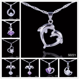   Crystal 925 Sterling Silver Pendant For Girls Necklace Findings P