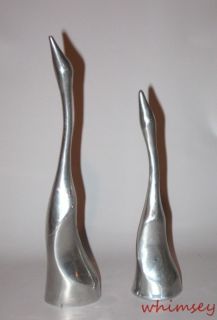 Hoselton Aluminum Pair of Crane Sculptures Figurines Signed Canada