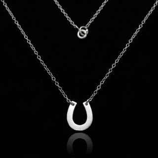 925 Sterling Silver Horseshoe Charm Pendant Necklace (Belcho USA #121)