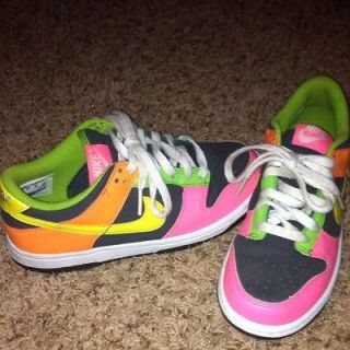   Nike Neon Retro Tennis Shoe Size 4 Pink Green Orange Grey And Yellow