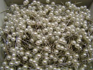 1000 Pearl Head Pins WHITE 1 1/8 Long Craft Pins FREE USA SHIPPING