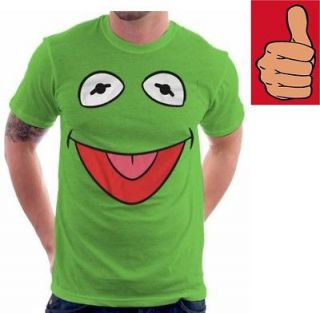 Shirt   Muppets   Kermit the Frog Face   Green   Adult Size Small
