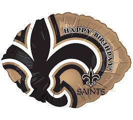 New Orleans Saints Football Shaped Happy Birthday 18 Mylar Foil 