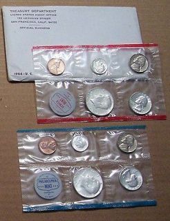 1964 P/D Silver Uncirculated Sets  Original Envelope as Issued by US 