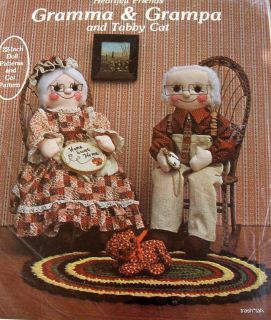 Gingham Goose 22 Grandparent Dolls Pattern clothes cat Vtg 80s Granny 