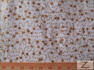 BUBBLE SEQUIN FABRIC White/Gold  SOLD BTY W70 SEAWEED/SCALE/FISH