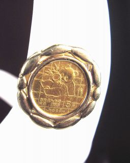   oz. .999 FINE GOLD 14 kt. Panda Coin Ring Size 5, GREAT PINKY RING
