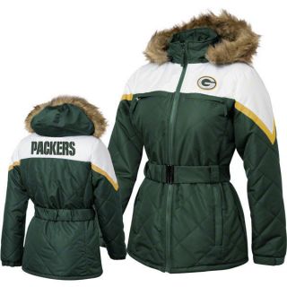 Green Bay Packers Womens Green The Looker Quilted Detachable Hooded 