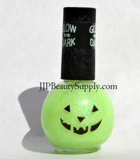   Beauty Halloween Pumpkin Glow in The Dark Green Glitter nail polish
