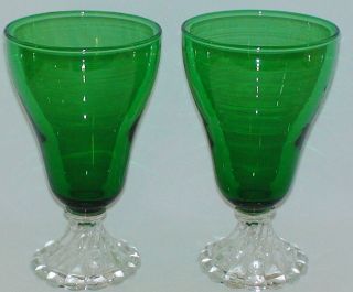   Vintage Anchor Hocking Burple Bubble Footed Forest Green Tea Glasses