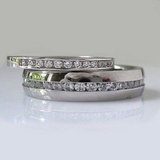 PC Wedding Rings SET Hers 925 STERLING SILVER and HIS STAINLESS 