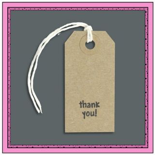 10 Brown Buff Gift Tags THANK YOU 70mm x 35mm Wedding Favours 