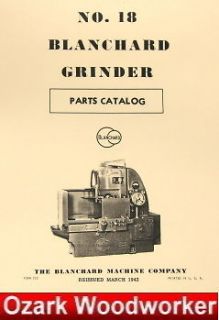 BLANCHARD 18 Surface Grinder Parts Manual 0784