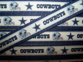 Grosgrain Ribbon one yard 7/8 Dallas Cowboys NFL print scrapbook hair 