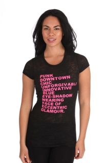 vil Tee Burnout T shirt Embellished with Punk Downtown Chic Black 