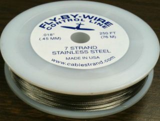 Fly By Wire Control Line Airplane Wire   250 FT .018 bright 7 strand 