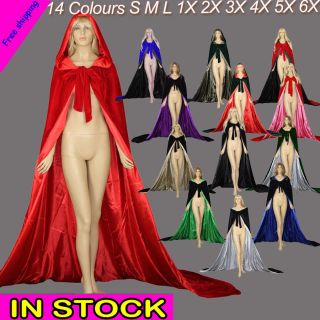   Hooded Cloak Halloween Wedding Witchcraft Cape Shawl Sca 13 Colours