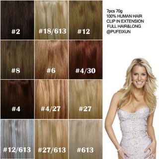10PCS 140g real human hair extensions 16 20 24 28 Clips in Heavy 